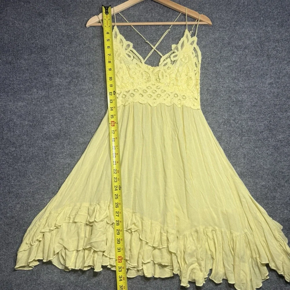 Free People FP One Adella Slip Mini Dress Daffodil Color Size VG(xs)